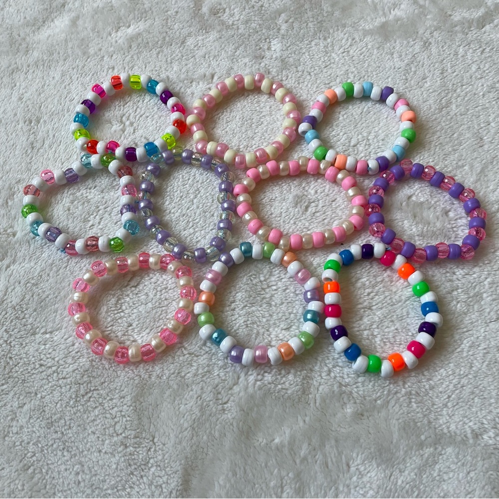 Set of Ten (10) Pastel Rainbow Kandi Bead Bracelets